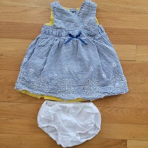 The Children's Place Seersucker Eyelet Faux Wrap Dress, Size 3-6 Months